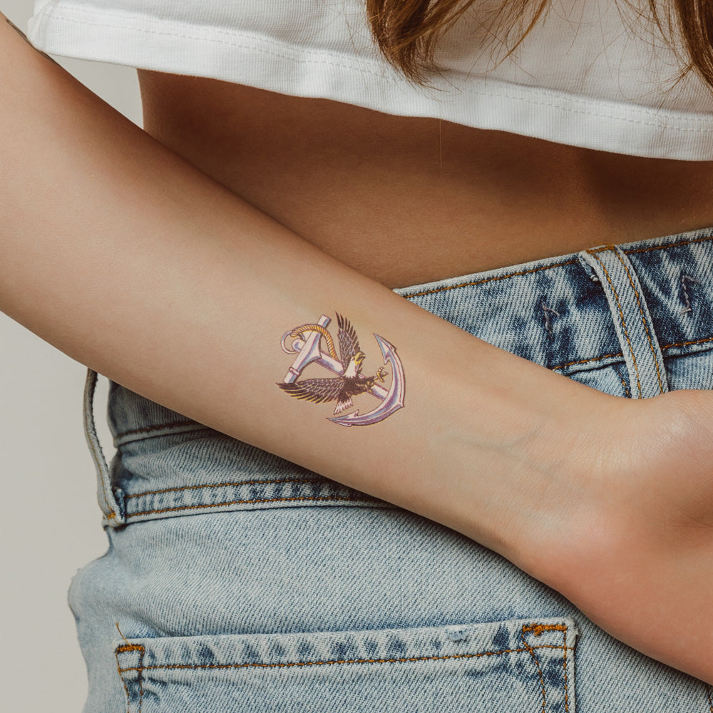 Eagle and Anchor Temporary Tattoo 2 in x 2 in