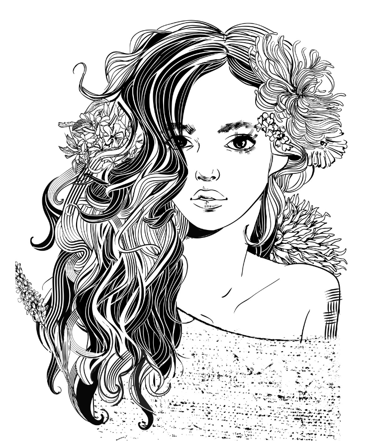 Flowing Locks and Flowers Temporry Tattoo 2.5 in x 3 in